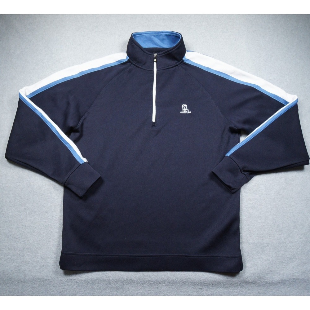 Footjoy Sweater Mens Medium Blue 1/4 Zip Pullover Arcola Cup Golf Casual Adult
